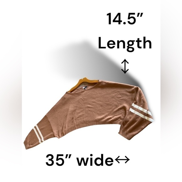 Y2K Varsity Double Striped Cropped Acrylic Sweater SIZE Large Brown & Wh… - Picture 6 of 11